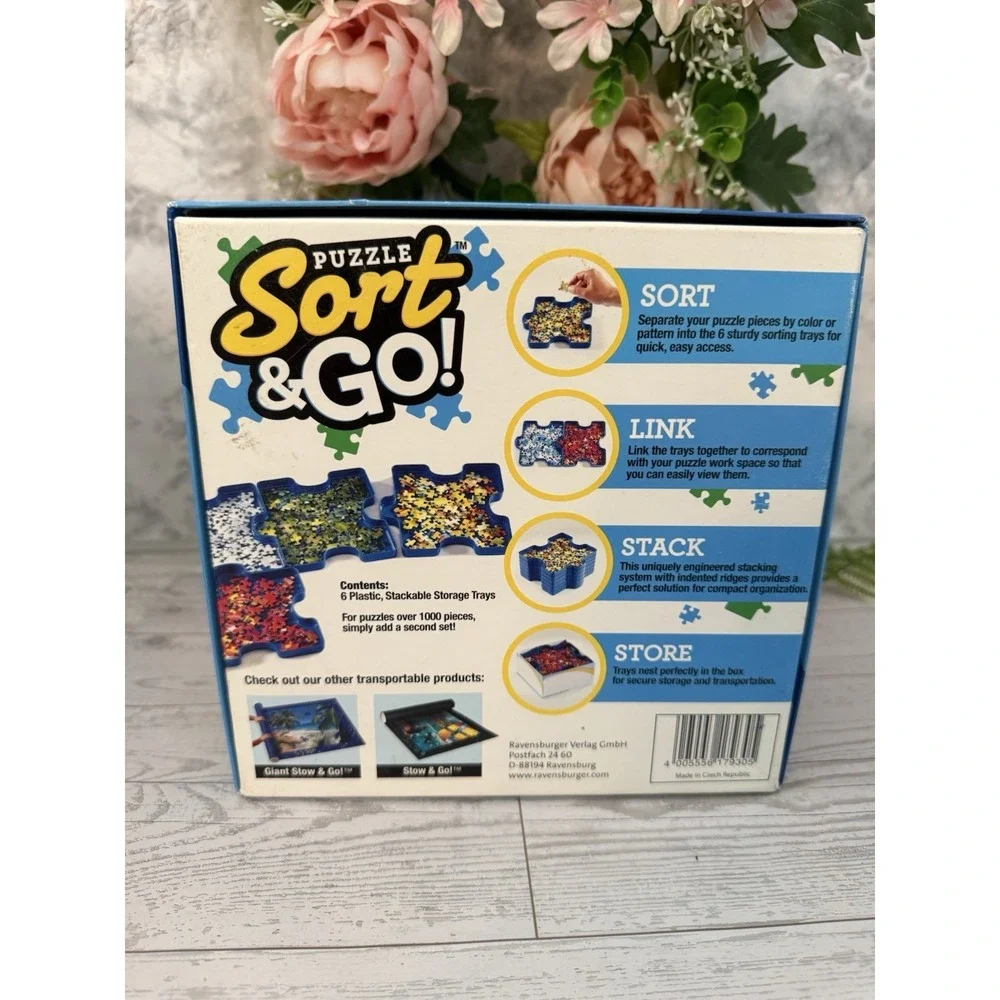 PUZZLE SORT‎ & GO! NIB 6 Stackable Sorting Trays for 1000 Piece Jigsaw Puzzles